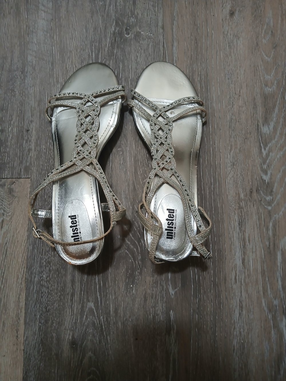 Unlisted Metallic Gold Braided T-Strap Sandals